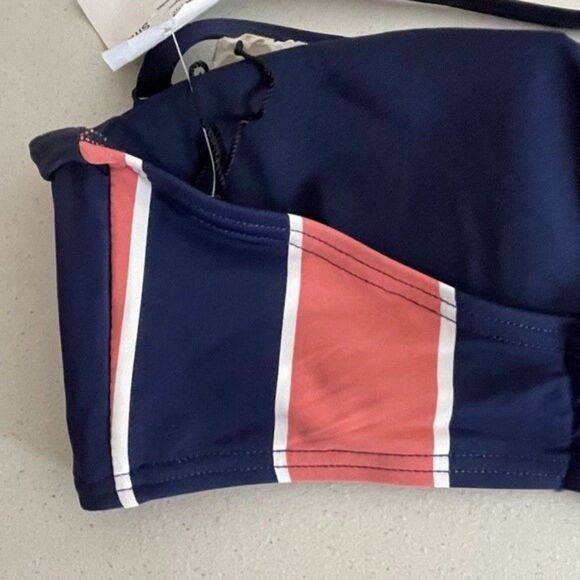 Mei L’ange Women's Micah Striped Blue Pink Bandeau Bikini Top Size Small New - Picture 7 of 12